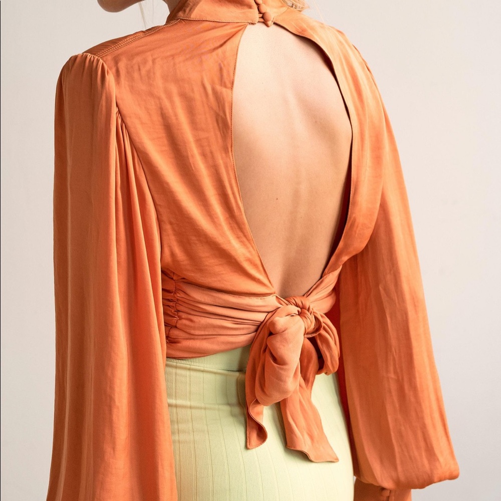 Free people size small orange Elle Silky Blouse worn once